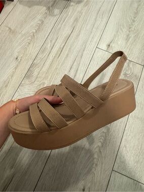 Call It Spring Tan Platform Slingback Sandal